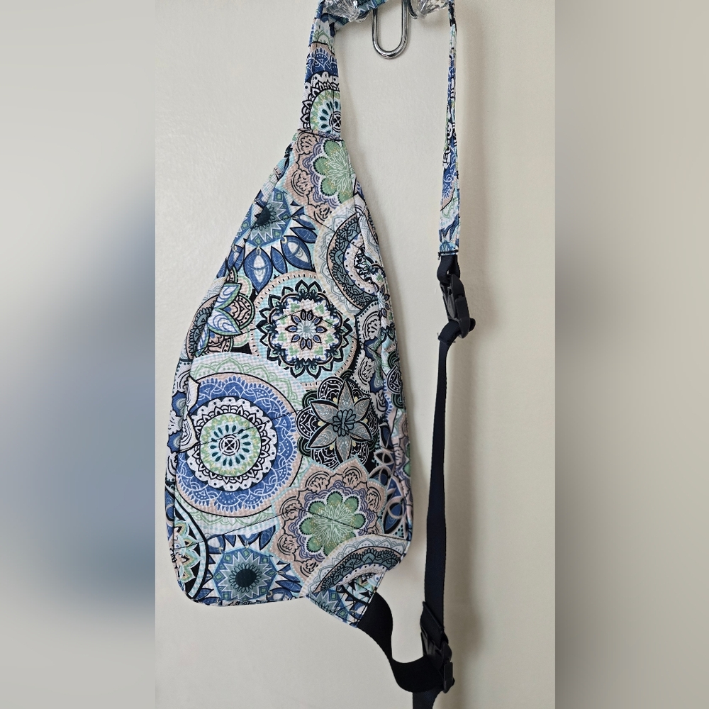 Vera Bradley Mandala Print Sling Bag Backpack Blue Teal Peach Green NWOT - Picture 7 of 8